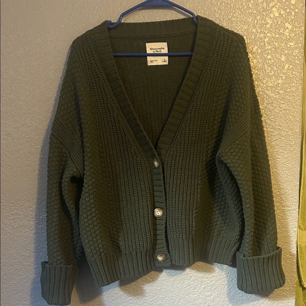 Abercrombie & Fitch Green Cameron Seed Stitch Cardigan
